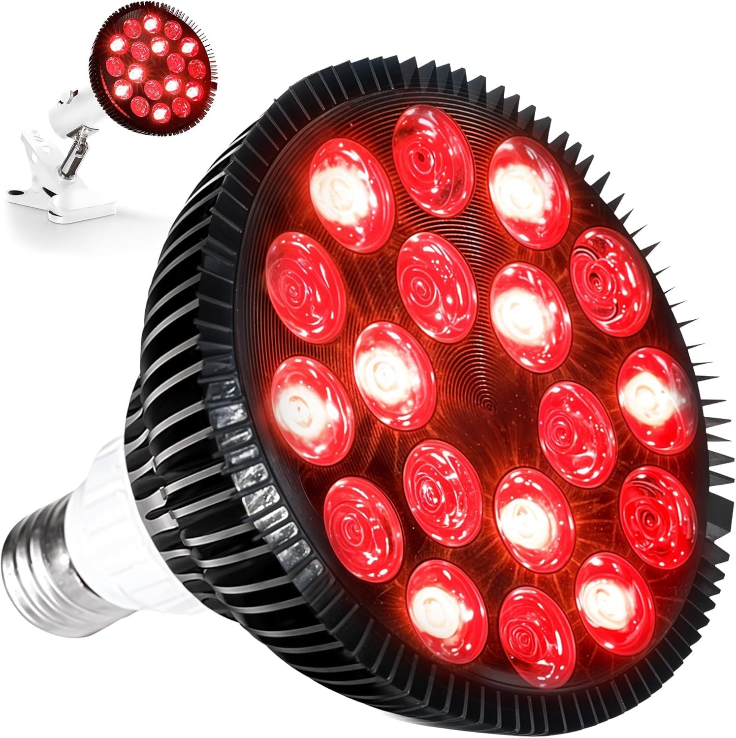 LifePro Red Light Therapy Lamp – Infraglow Infrared Red Light Therapy Bulb with 660nm and 850 nm Wavelength -18 LEDs & Clip-On Lamp – at Home Infrared Bulb for Daily Wellness and Relaxation