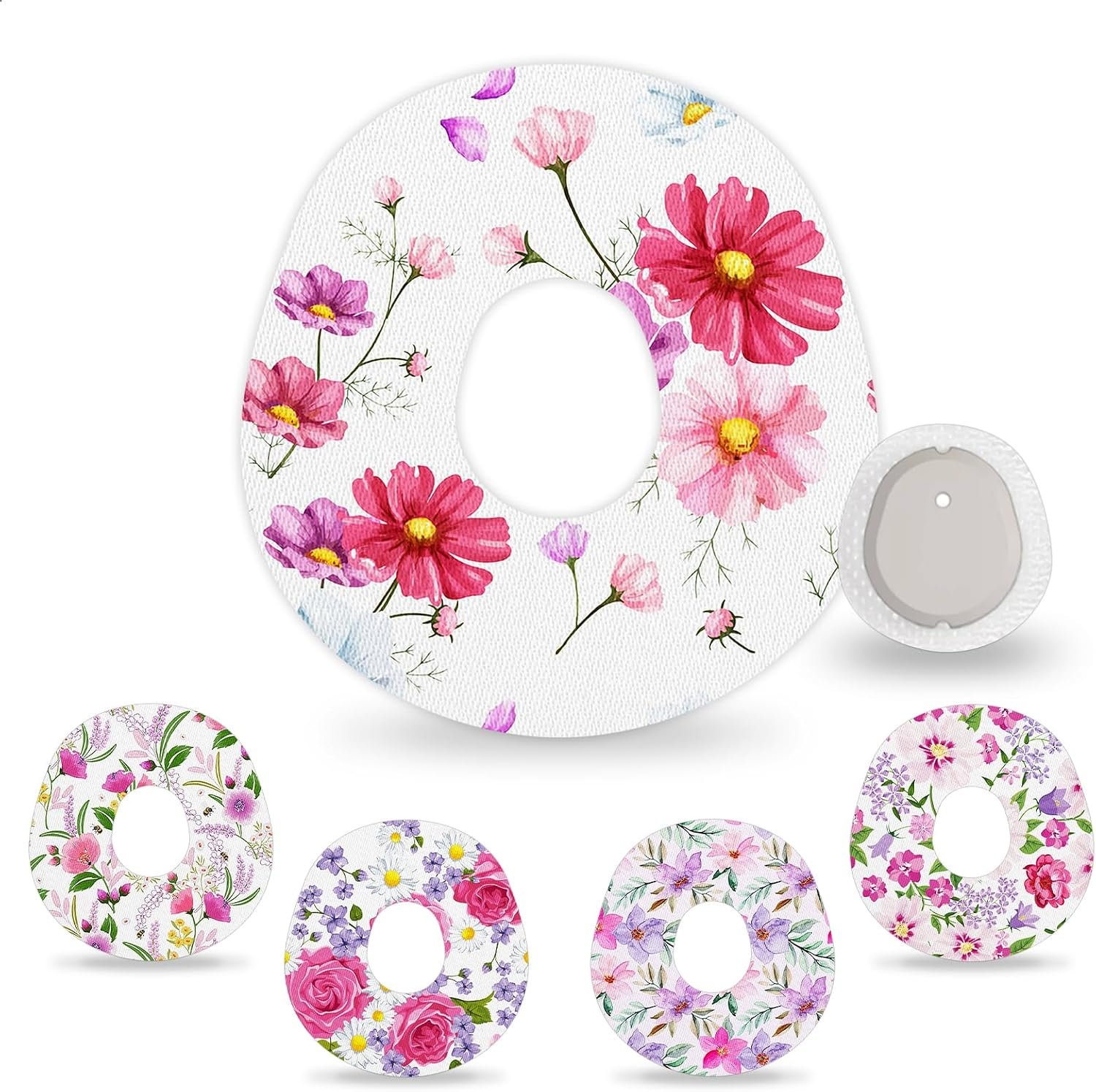 15Pack Adhesive Patches for Dexcom G7 & Stelo Overpatch Waterproof 15 Days Long Stay CGM Sensor Patches, Sweatproof & Latex-Free, Floral Pattern Overlay Tape with Hole