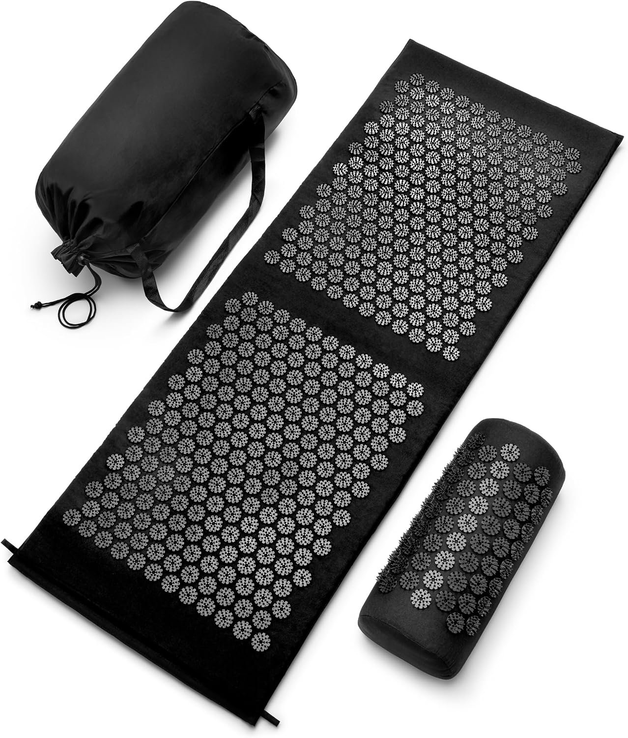 Sivan Health and Fitness Acupressure Mat and Pillow Set – Grounding Mat for Stress, Back & Neck Pain – Acupuncture Point Massage Mat for Muscle Relaxation, Sciatica, & Meditation – Includes Carry Bag