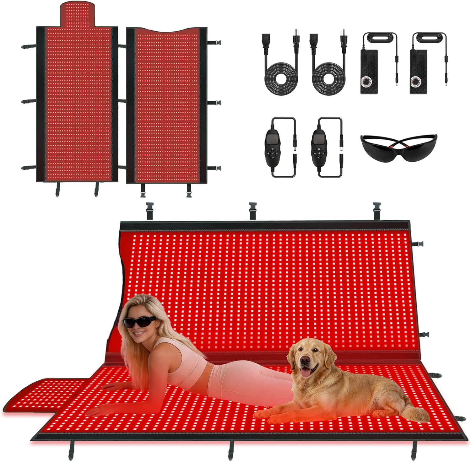 Red Light Therapy Mat Full Body with 2630 LEDs, 74.8″x33.6″ Flexible Infrared Red Light Blanket for Home Use, Dual 660nm & 850nm, Adjustable Modes and Timer Control
