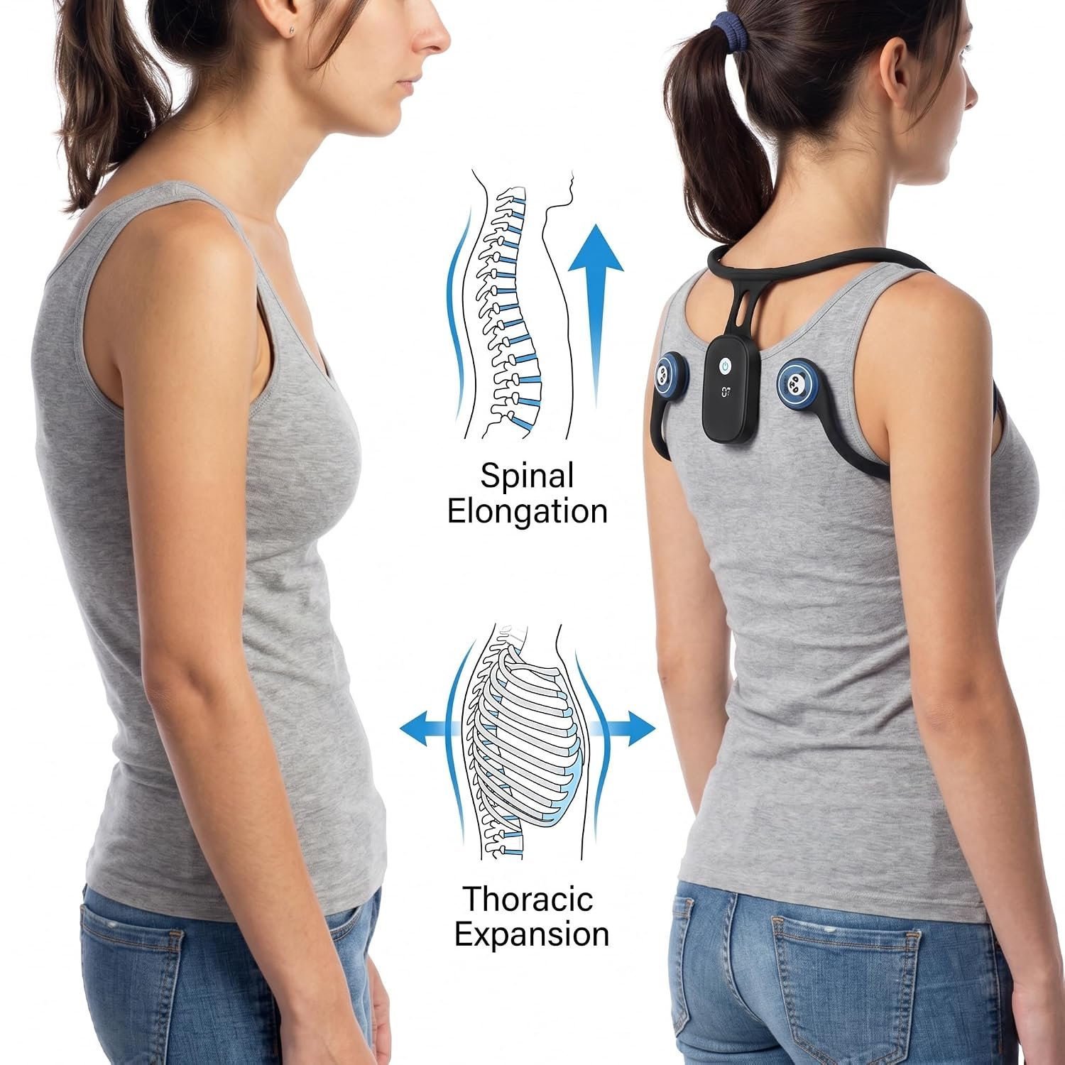 RiToEasysports Smart Posture Corrector, Intelligent Posture Correction with Hunchback Monitoring USB Rechargeable Corrector for Adults and Children