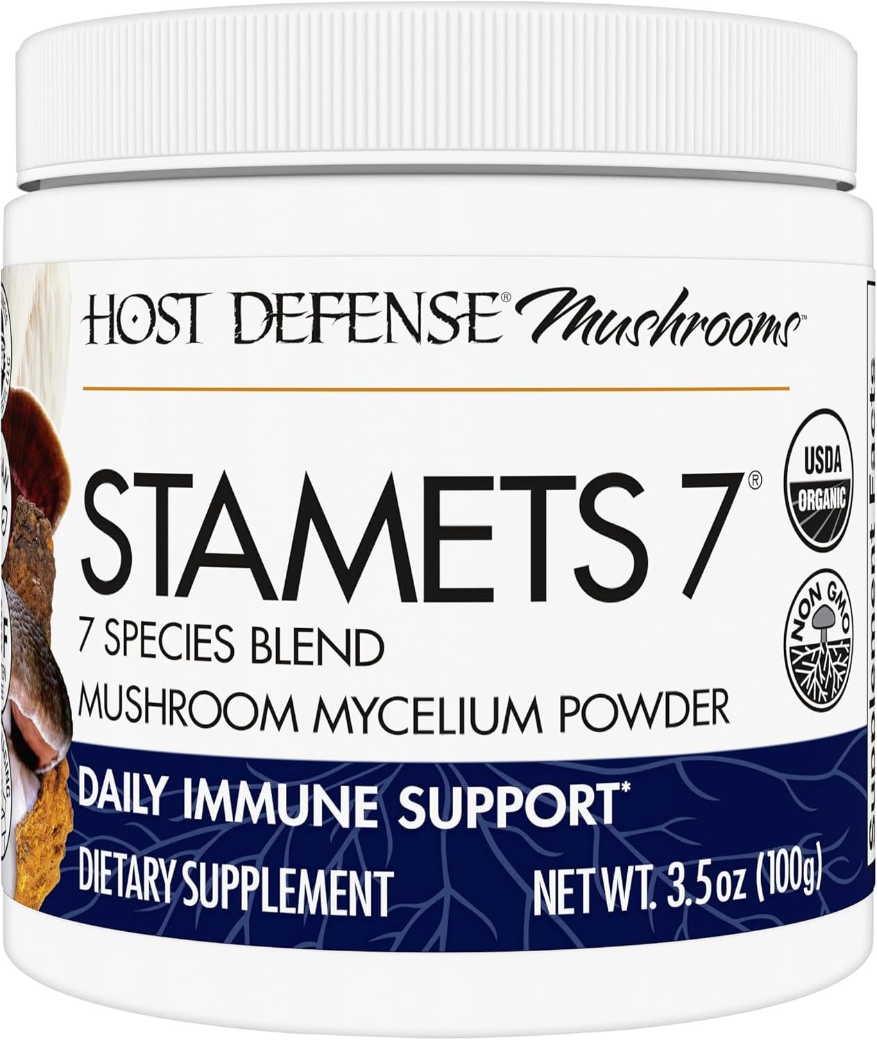 Host Defense Stamets 7 Mushroom Powder – 7 Species Blend – Mushroom Supplement for Immune Support with Royal Sun Blazei, Cordyceps, Reishi, Maitake, Lion’s Mane, Chaga & Mesima – 3.5 oz (66 Servings)