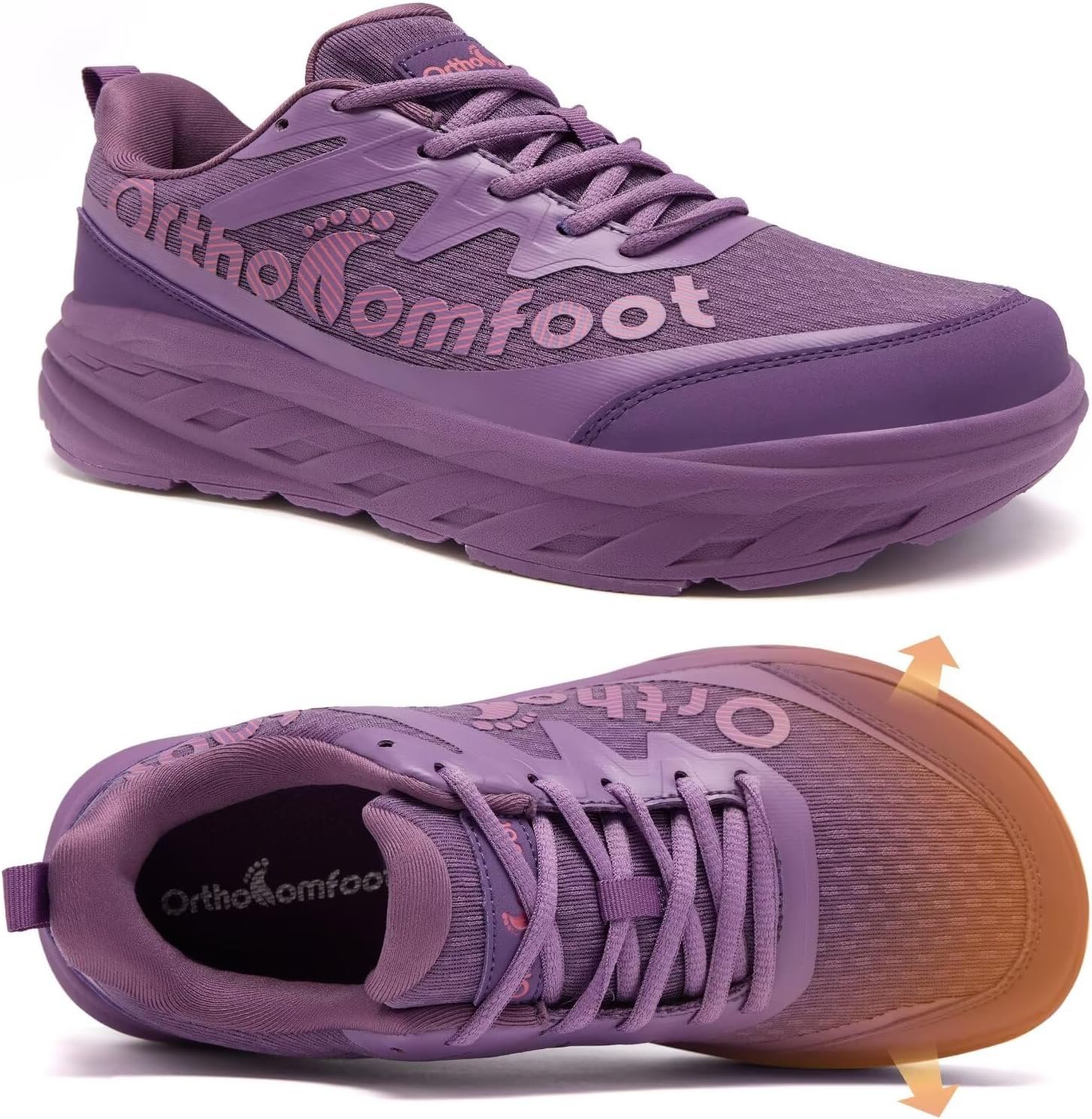 Women’s Orthopedic Diabetic Wide Running Shoes: Comfortable Casual Arch Support Plantar Fasciitis Orthotic Sneakers, High Arch Swollen Work Tennis Sports Shoes for Foot and Heel Pain Relief