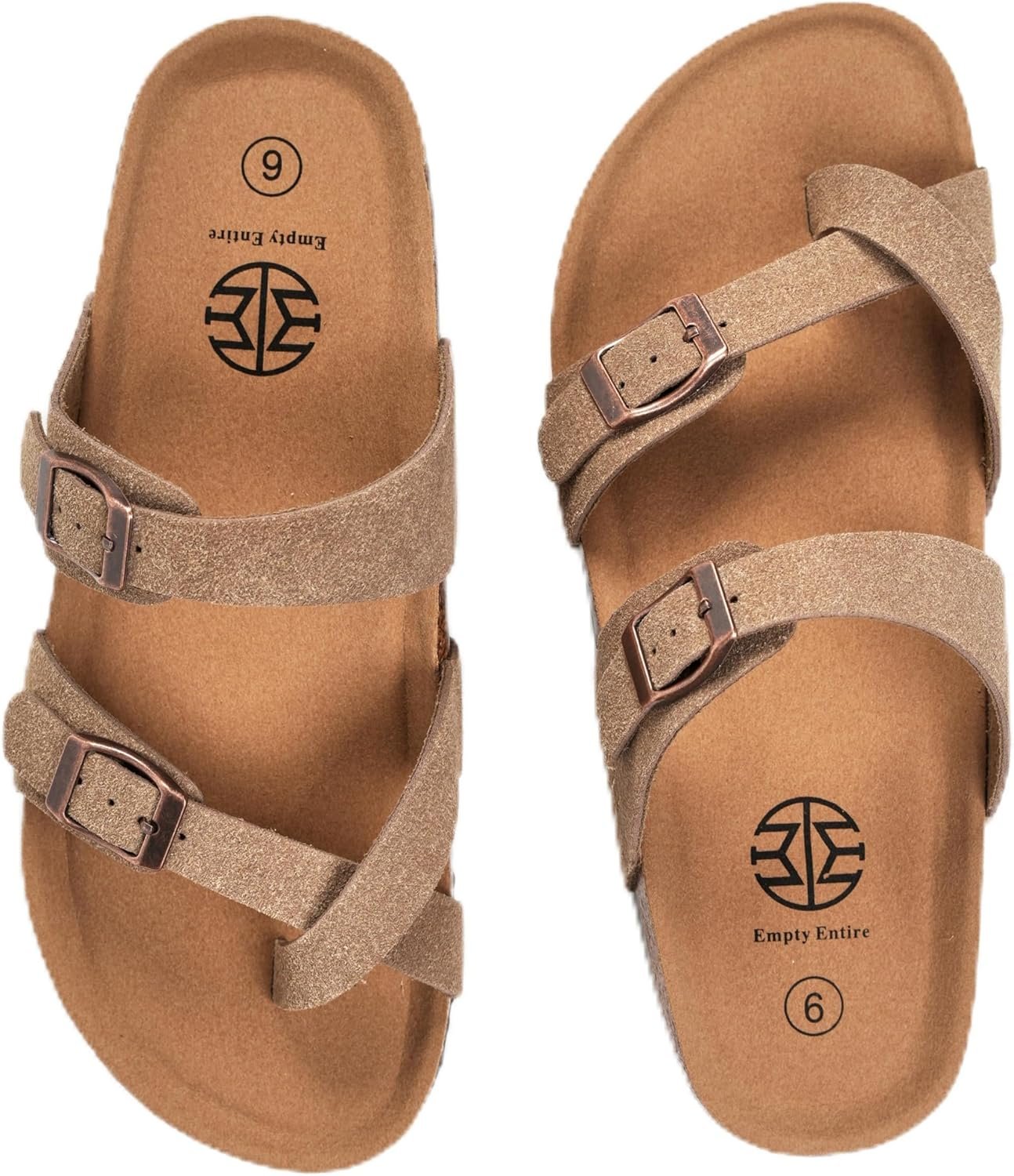 Women’s Cross Strap Sandals Cork Footbed with Arch Support, Soft Cushion, Adjustable Metal Buckle Faux Suede Flat Sandals, Comfort Summer Walking Beach Slides for Women
