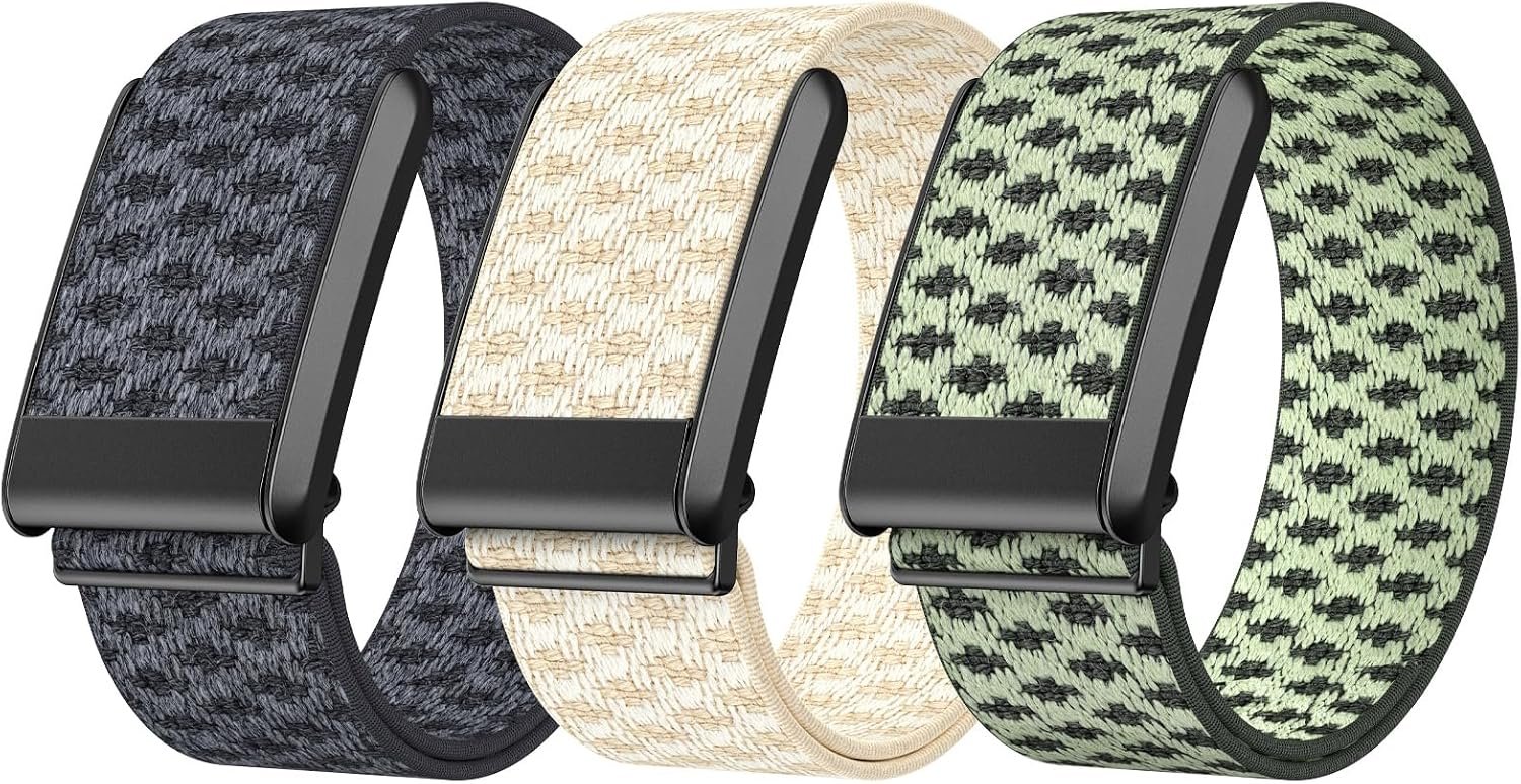 3 Pack Pashm Stretchy Wristband for Whoop 4.0 Straps, Adjustable Soft Sport Nylon Elastic Braided Bands Compatible with Whoop 4.0 Durable Sleep, Wearable Health, Fitness& Activity Tracker