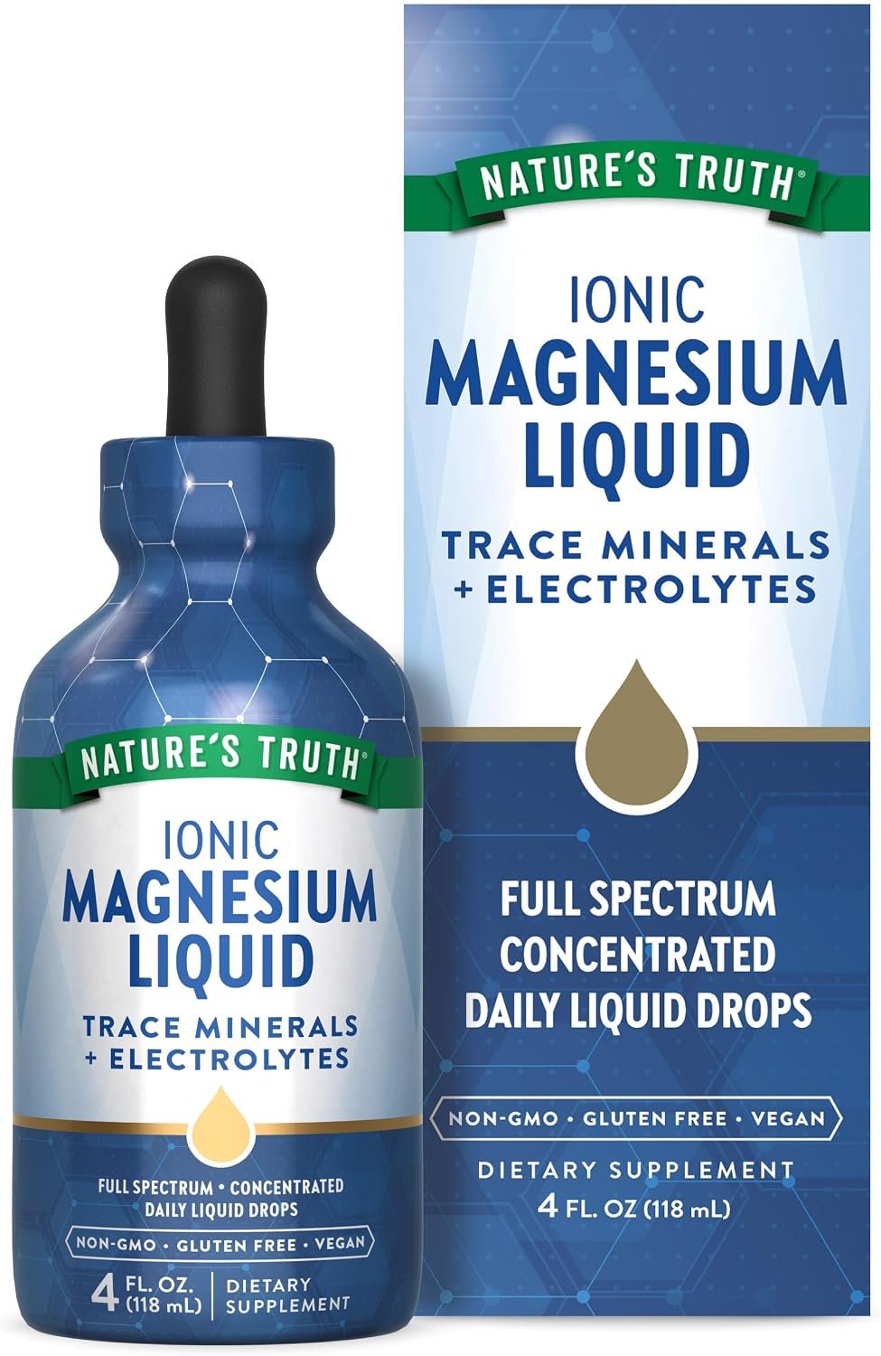 Nature’s Truth Ionic Magnesium Liquid Drops | with Electrolytes & Trace Minerals Complex | 200mg | 4 Fluid Ounces | Vegan, Non-GMO & Gluten Free Supplement