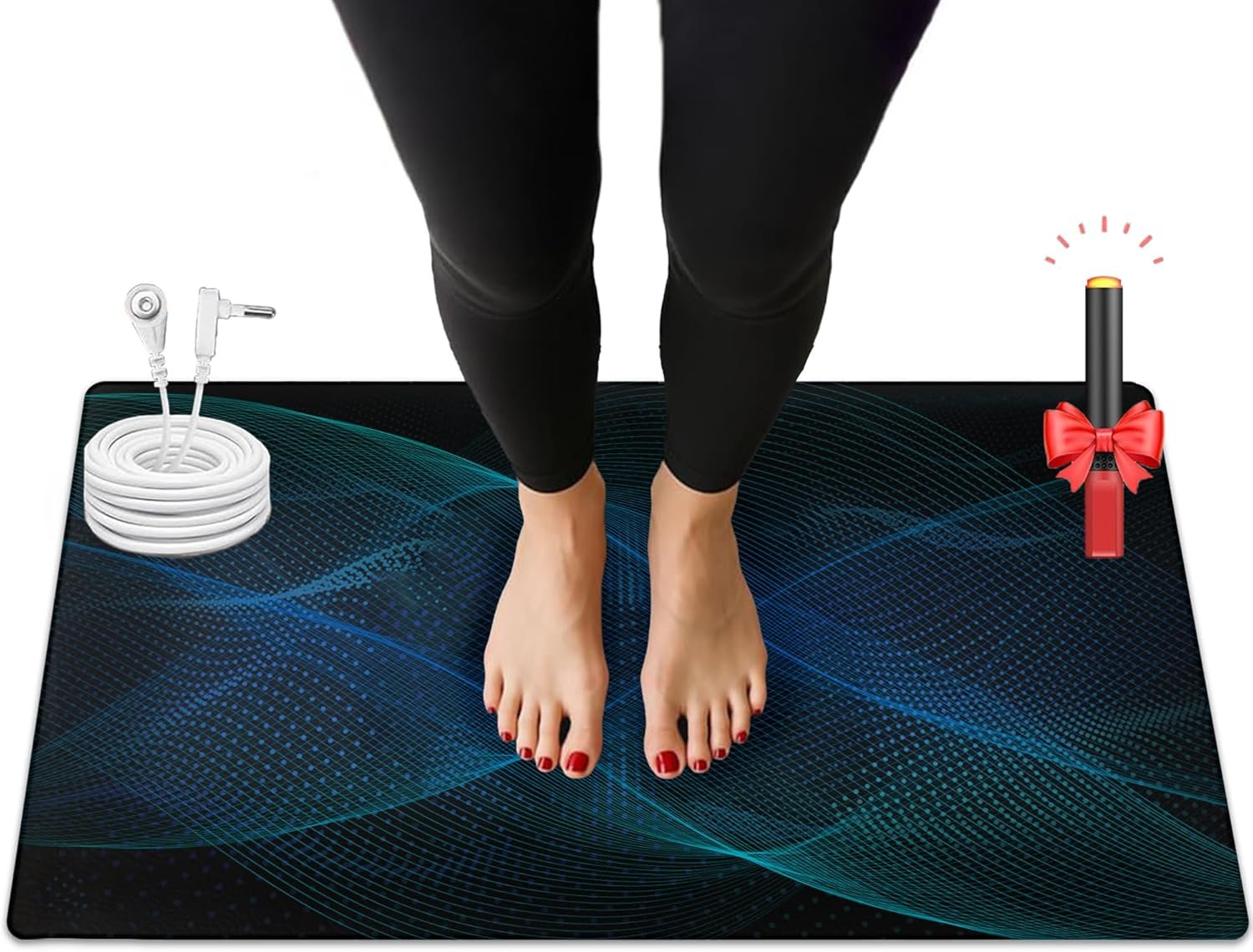 Grounding Mat, Grounding Pad with Conductivity Test Pen & 15ft Grounding Cord, Indoor Grounding mat,Grounding Mats for Pain Relief, Relaxation & Stress Relief (24.1x16in)