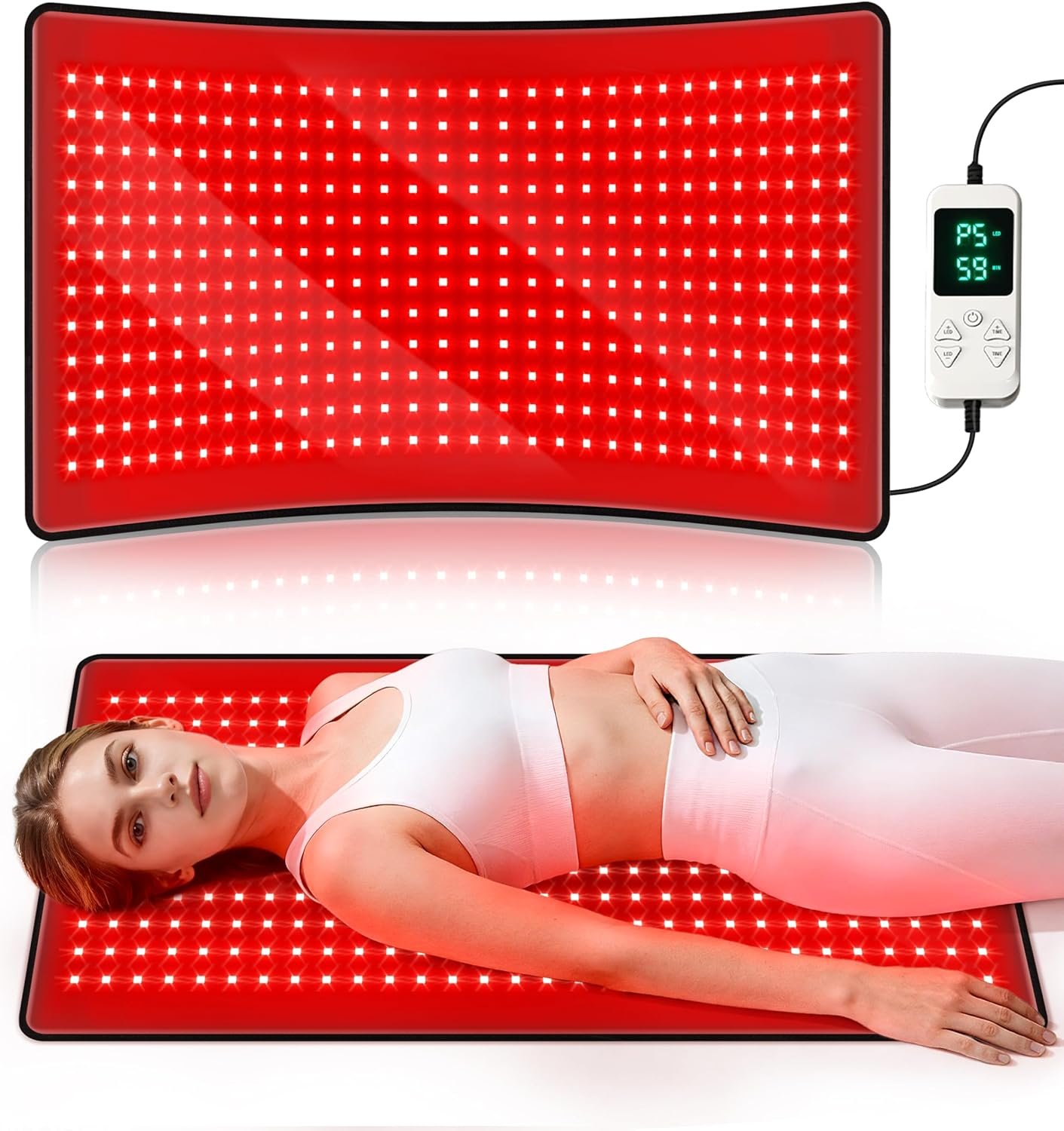 2026 Upgraded Red Light Therapy Mat 33″ x 17″, Medical-Grade TPU Red Light Therapy Pad for Body Pain Relief, 360 LEDs 660nm & 850nm Infrared Light Therapy Blanket for Back (Black)