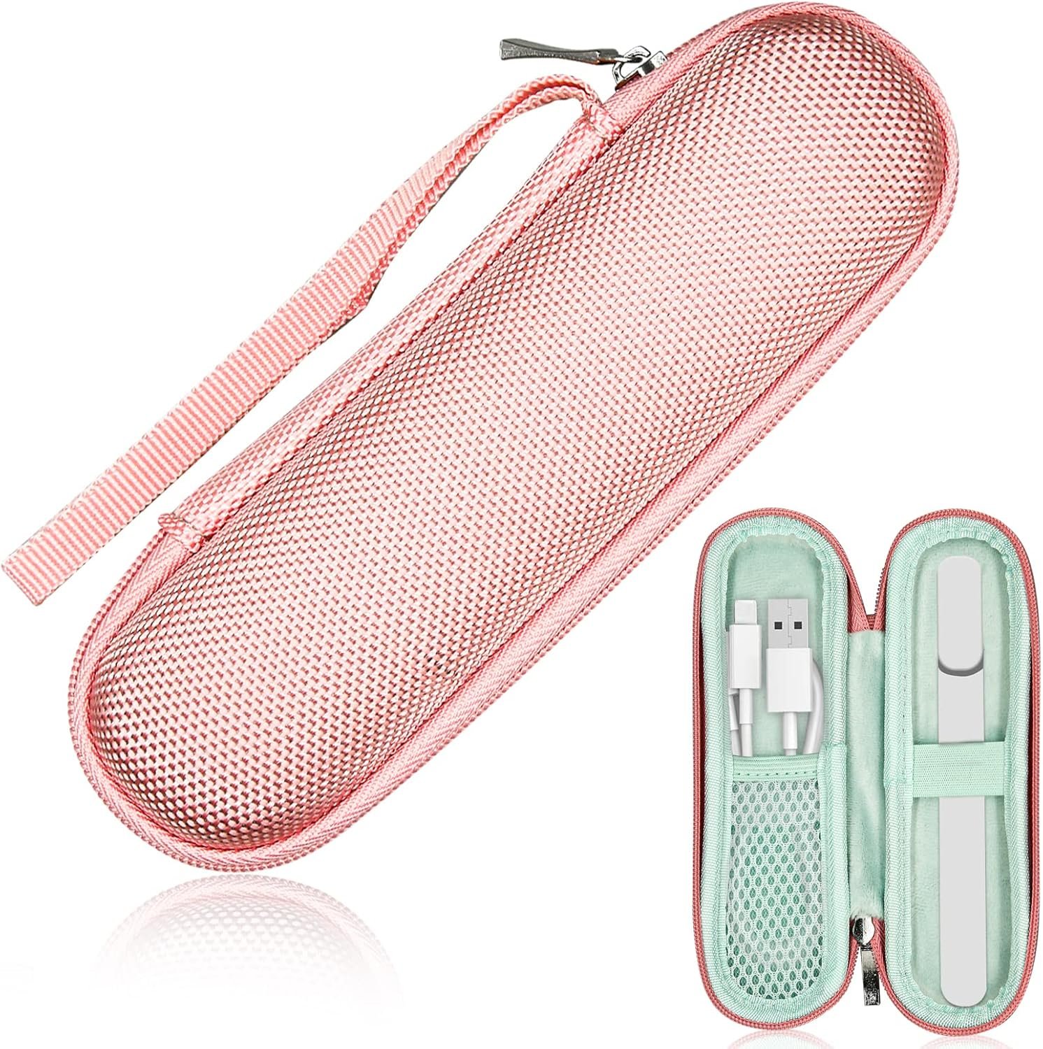 CANIPHA Portable Hard Carrying Case for Solowave 4 in 1 facial wand, Solawave wand for face Protective Bag Storing USB Cable, Hard Case Facial Wand with Zipper and Hanging Rope (Pink)