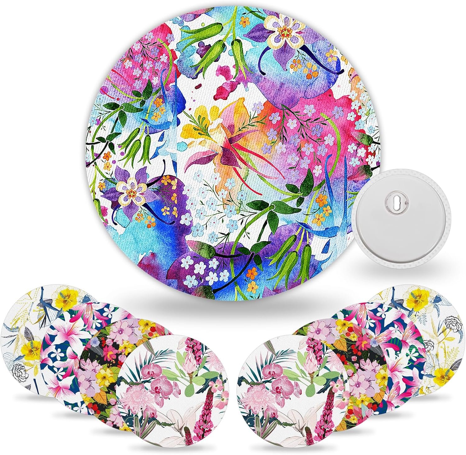 15Pcs Libre 3 Plus Sensor Covers Waterproof & Sweatproof, Floral Blossom Pattern Print 15 Days Long Stay Protective Hypoallergenic & Latex-Free, No Hole CGM Adhesive Patches for Libre 3