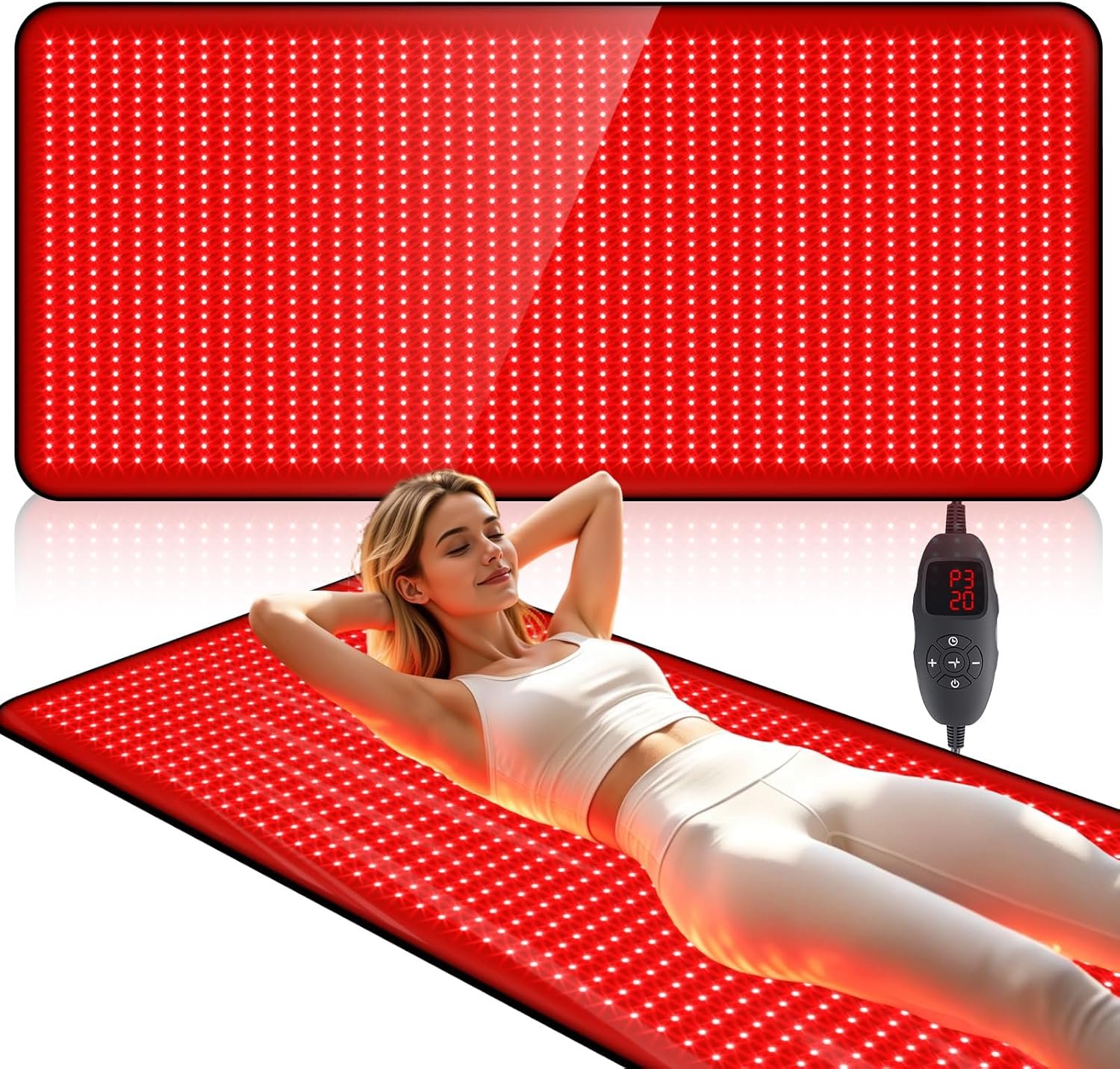 Red Light Therapy Mat Full Body, 76.8″x 33.4″ Red Light Therapy Blanket with 1410 LEDs, 660nm & 850nm TPU Therapy Pad with Timer Controller Pulse Modes for Home Use