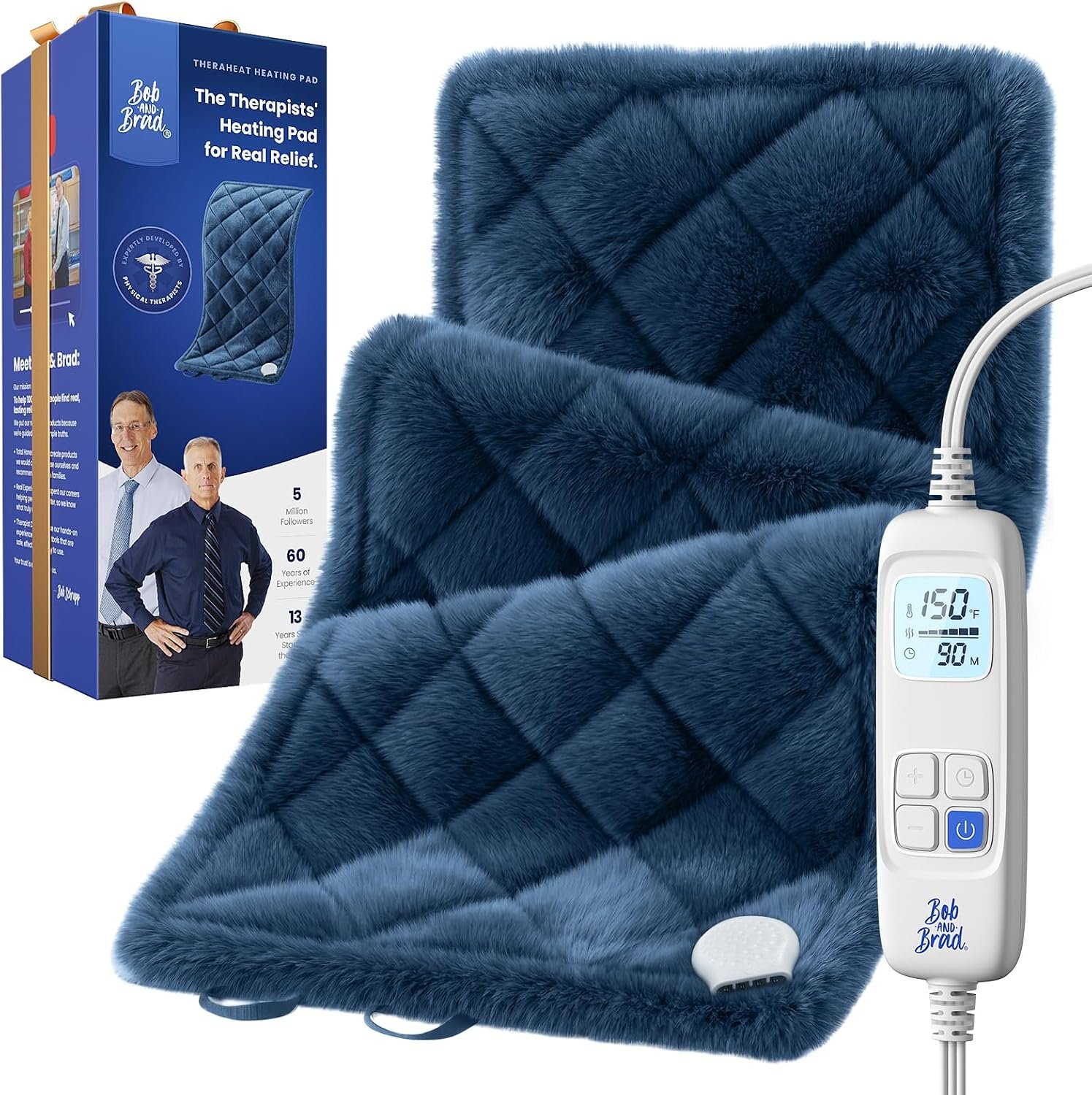 BOB AND BRAD Far Infrared Weighted Heating Pad for Back & Muscle Comfort, FSA-HSA Eligible, Large 12″x24″ Electric Heat Pad with Auto Off, Deep Moist Heat & Hands-Free Strap for Neck, Shoulder, Knee