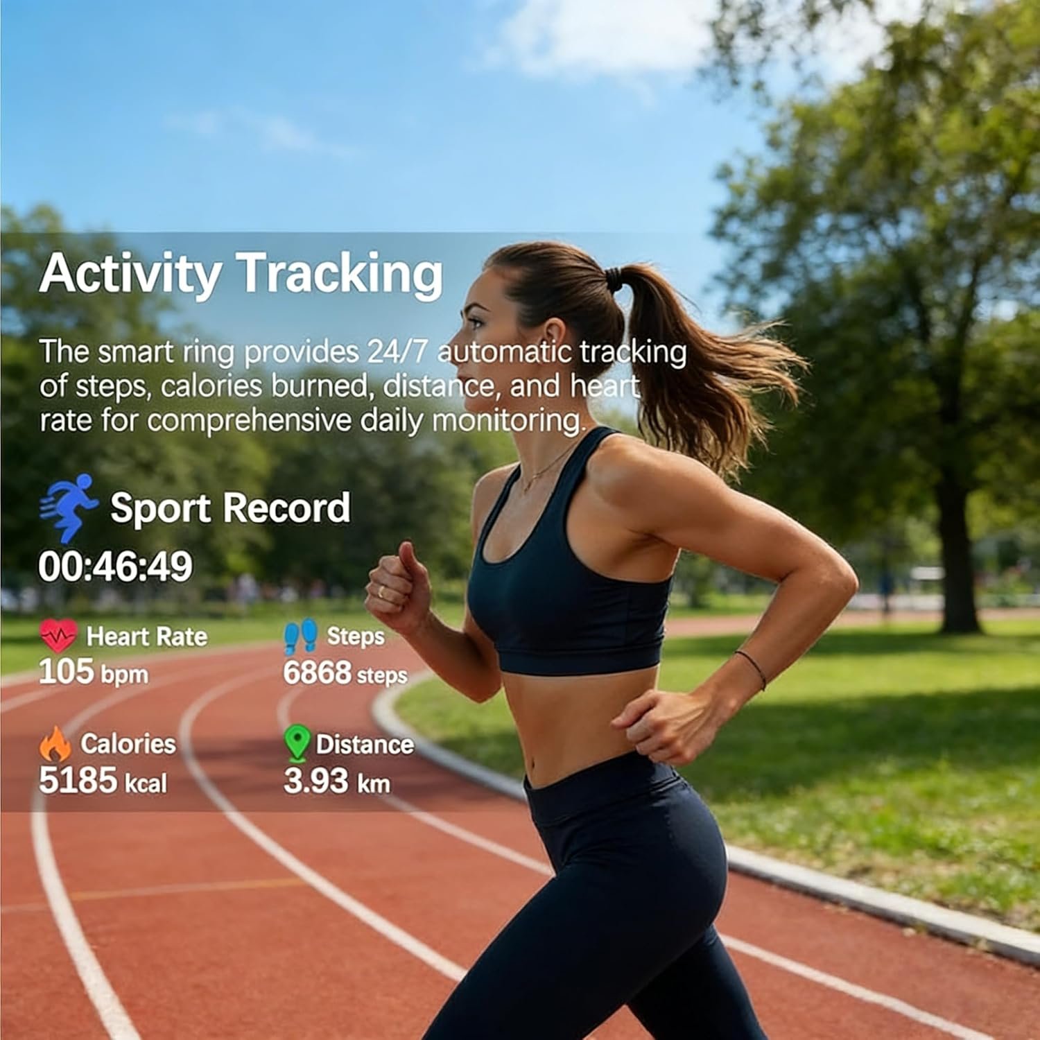 Butterfly Floral Smart Ring Health Tracker for Women, Fitness Ring for Activity Monitoring, No Subscription, Step Tracker Ring for iOS&Android. (6#)