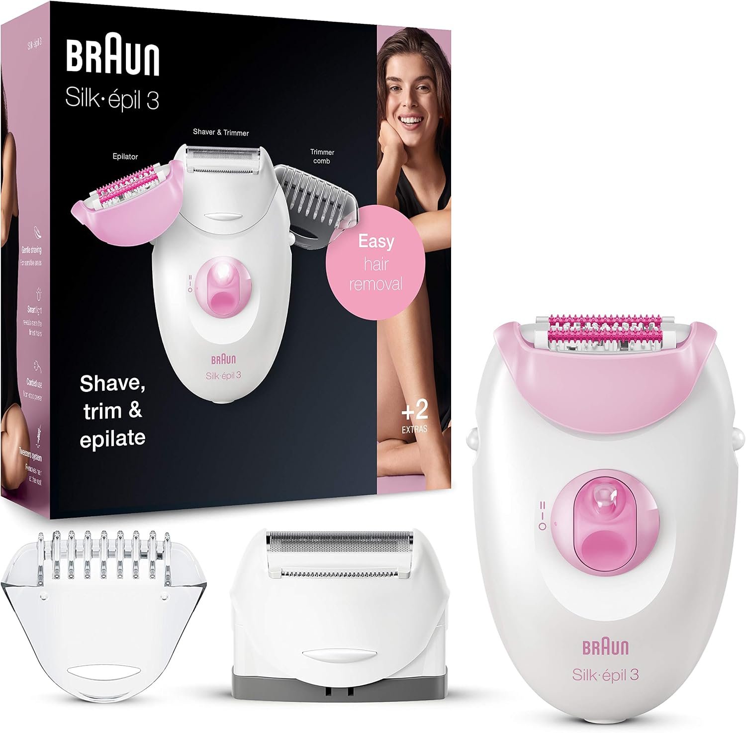 Braun Silk Epil 3 Epilator – Dual Voltage 110-220 Volts – Legs & Body (3270) (Free LiteFuze 110 Volt Plug)