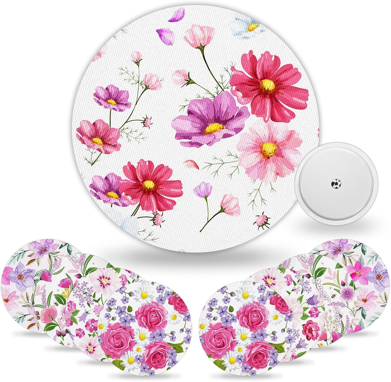 Libre 2 Plus Sensor Covers Waterproof 15 Days Long-Stay Lingo Glucose Monitor Patch Pink Floral Pattern CGM Sensor Overpatch No Hole, Hypoallergenic & Latex-Free Sweatproof 15Pack