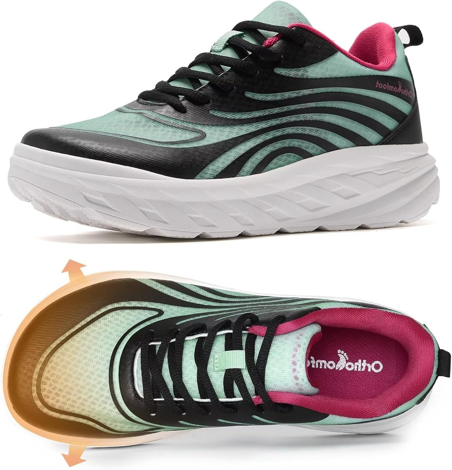 Women’s Orthopedic Diabetic Wide Running Shoes: Comfortable Casual Arch Support Plantar Fasciitis Sports Sneakers, Orthotic Swollen Feet Work Tennis Walking Shoes for Ankle and Heel Pain Relief