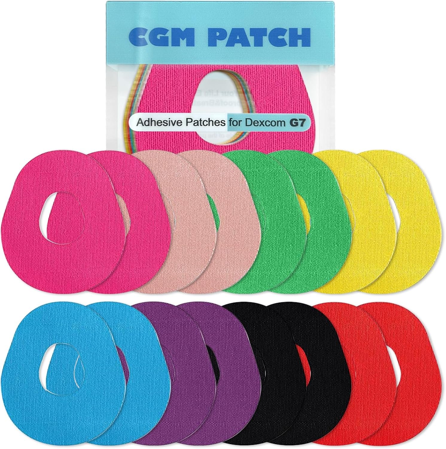 20Pack Adhesive Patches for G7, Premium Waterproof Flexible & Breathable Full Covers for CGM Dexcom G7,Latex-Free Overlay Patch for G7 Sensor Long-Lasting Hypoallergenic Medical Glue with Hole (Mixed)