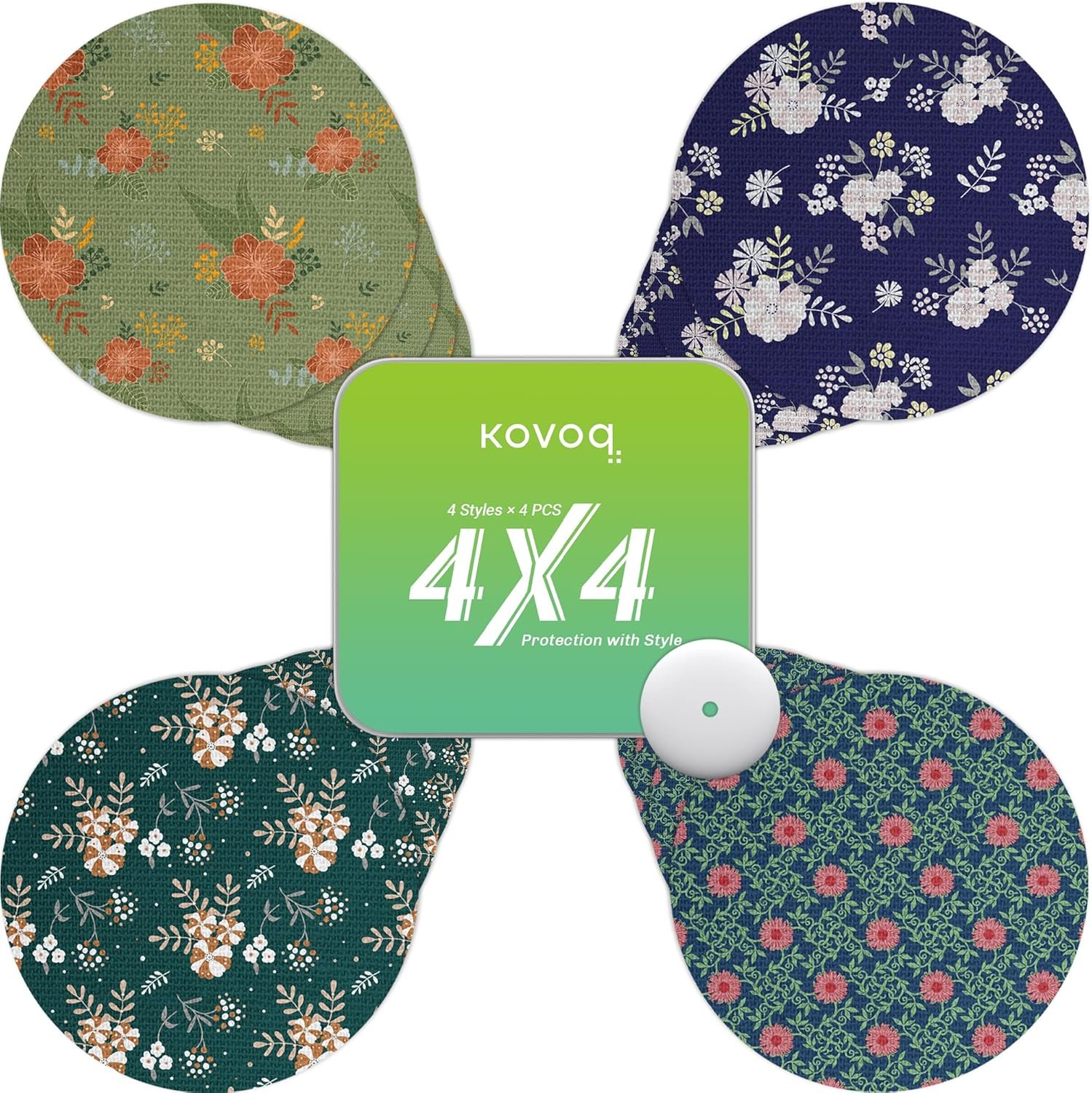Libre 3 & Plus Sensor Covers Waterproof, 16 Pack Freestyle Libre 3 Sensor Patches with Protecive Hard Shell Cap, Patterned, Colorful & Sweatproof Adhesive Protector for Women Girls, Tin Floral