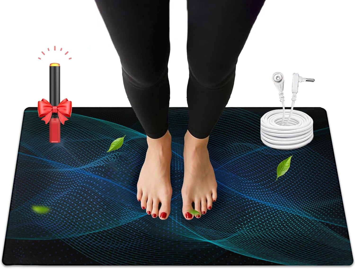 Grounding Mat, Earth Grounding Pad with Conductivity Test Pen & 15ft Grounding Cord, Grounding Mats for Pain Relief, Relaxation & Stress Relief, Indoor Grounding pad (24×16.1in)