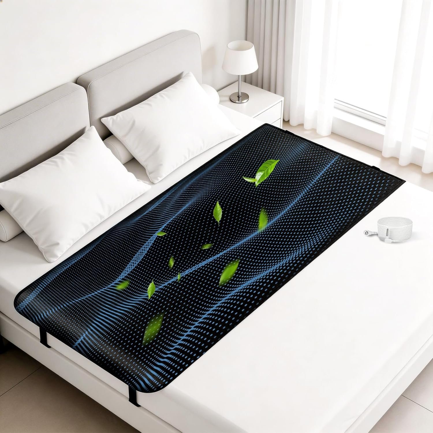 Grounding Mat for Bed,Earthing Mat Grounding Pad for Better Sleep and Stress Relief Queen Size 60″X27″ Down to Grounding mat for Bed with Grounding Cord for Natural Energy Balance