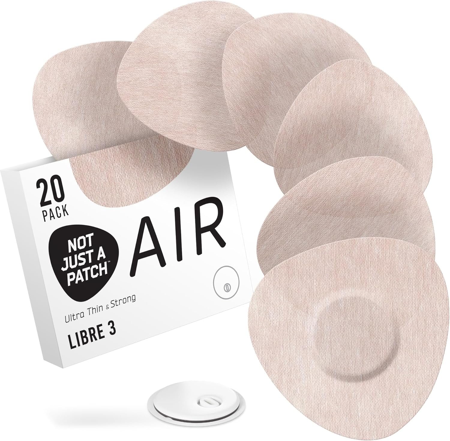 Not Just A Patch Air Libre 3 Plus Sensor Covers (20 Pack) – Thin, Strong and Light Adhesive Patches with Ultra-Hold 15+ Day Adhesion, Durable Freestyle Libre 3 Sensor Covers – Beige