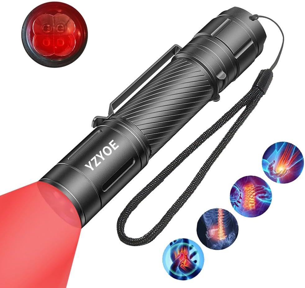 Infrared Light Therapy for Joint and Muscle Pain Portable Rechargeable Flashlight， Red Light Therapy Wand Device，Red Lights-4 Wavelengths，Near Infrared Light Therapy.