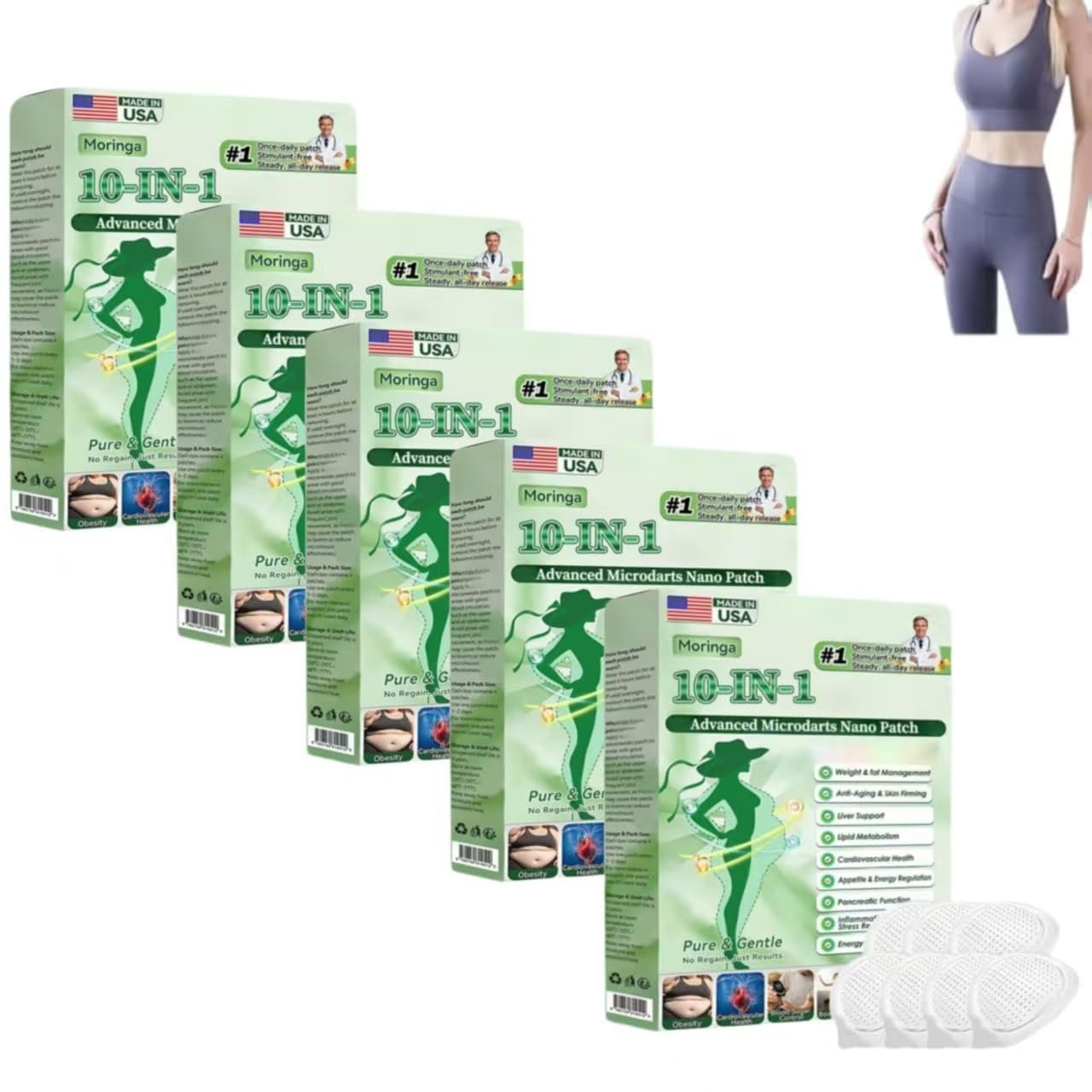 Moringa Berberine Patch 2026 New Berberine X Nad Patches Natural Patches for Women and Men Suitable for All Skin Types (5 BOX)