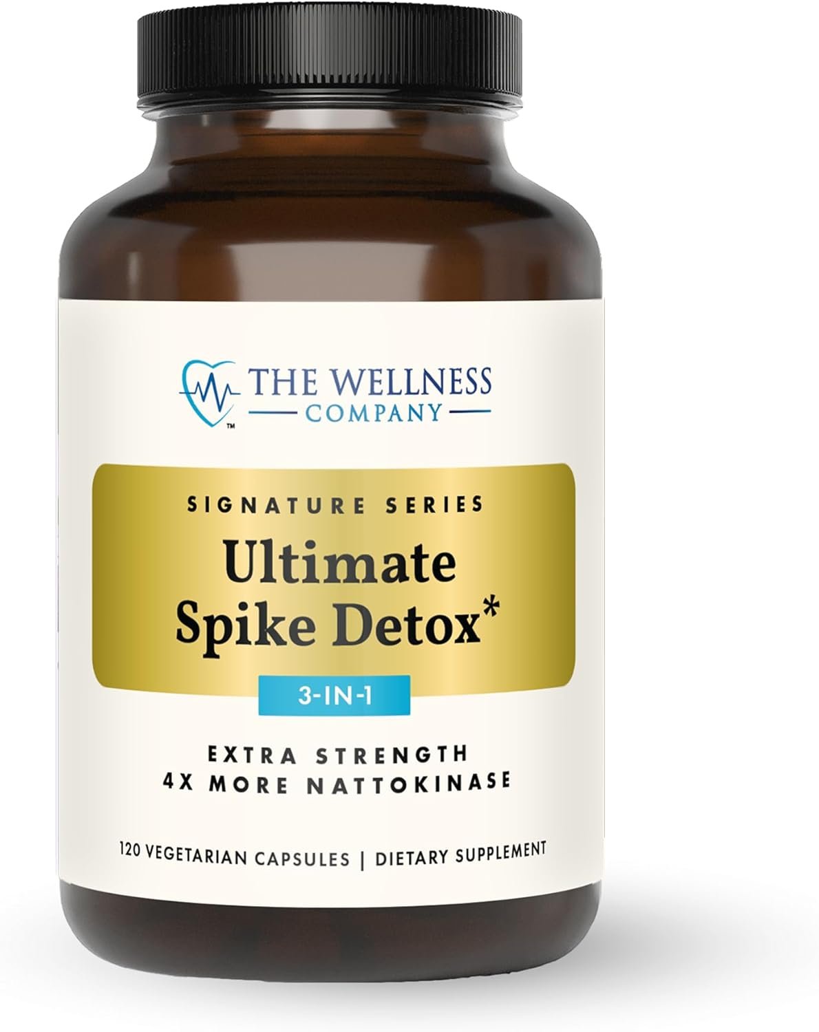 The Wellness Company Ultimate Spike Detox – Dr. McCullough Designed – 3-in-1 Nattokinase, Turmeric, & Bromelain Extra Strength | 120ct (1 Month Supply)