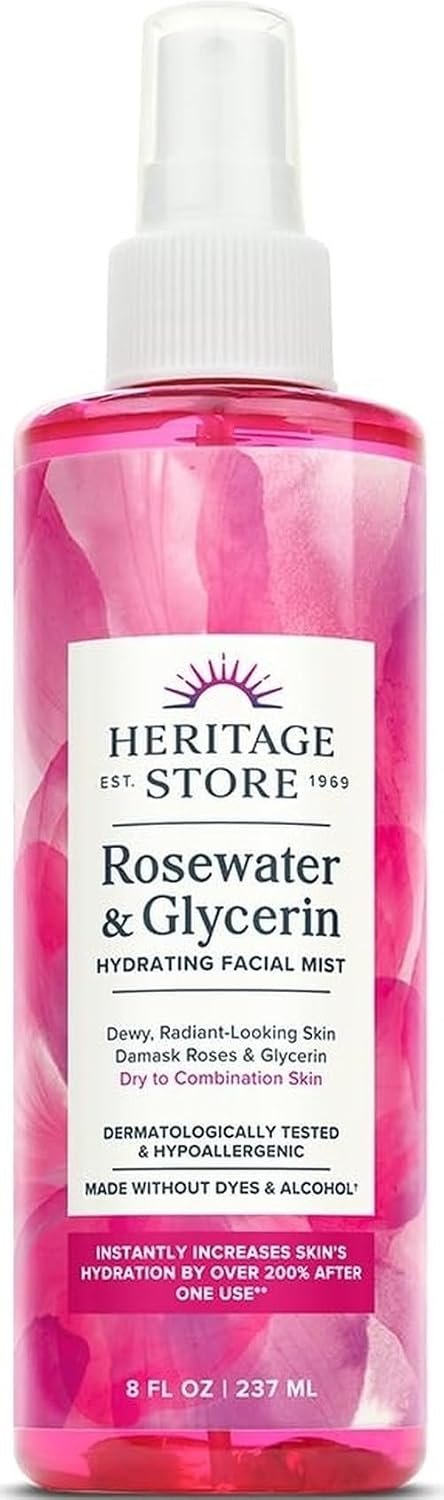 HERITAGE STORE Rosewater & Glycerin Facial Mist, 8 fl oz