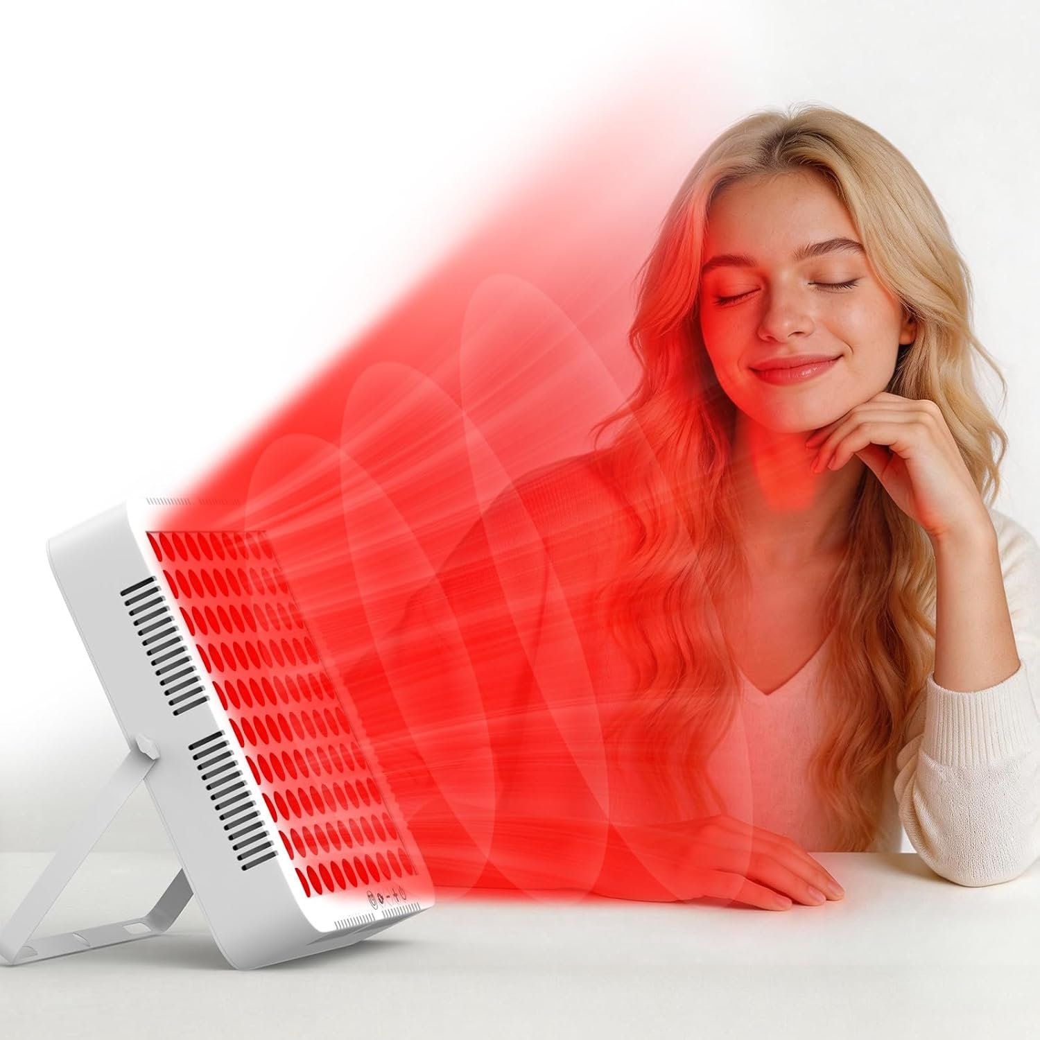 Red Light Therapy for Face and Body, 3 LED Wavelength 660nm 730nm 850nm Infrared Light Therapy Desk with Touch Botton, Home Office Travel Portable Use, Ideal Gift