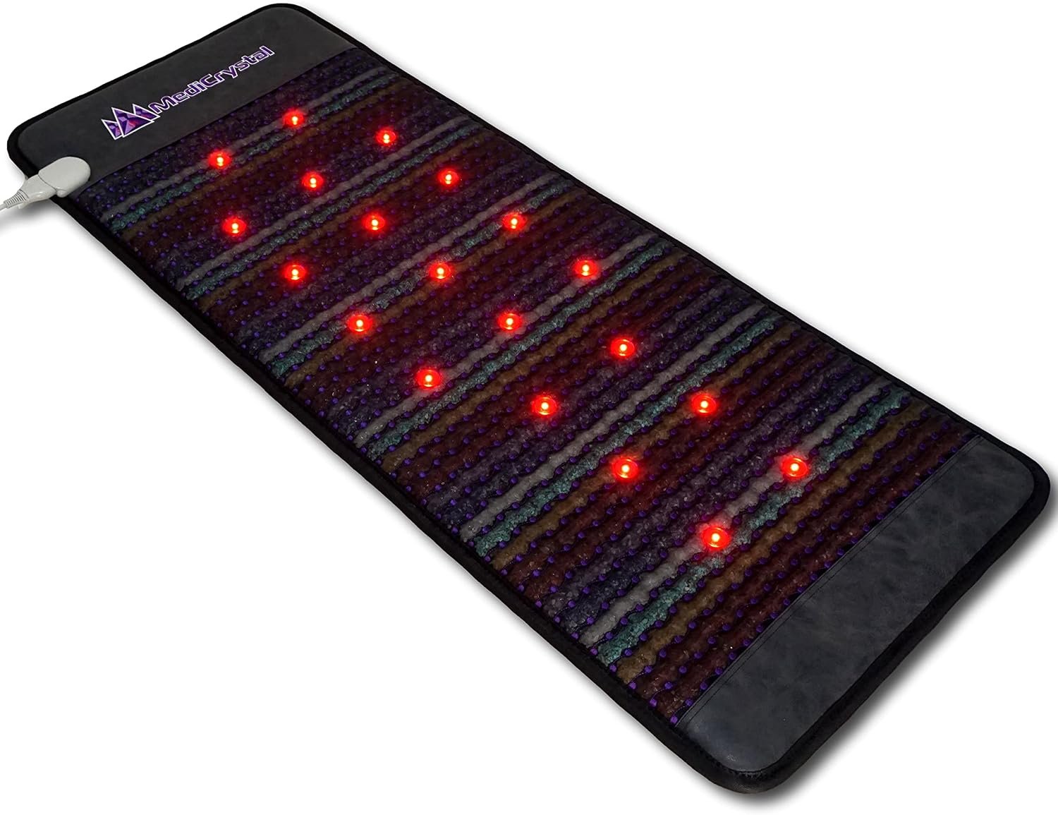 MediCrystal Infrared Heating Pad with 7 Natural Crystals – Midsize Biomat with Far Infrared Heat, Photon Red & NIR Lights, Magnets & Negative Ions – Large Heating Pad 60″ L x 24″ W